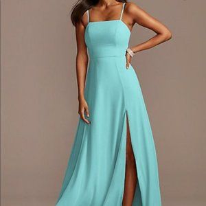 David's Bridal Spa Blue Spaghetti strap dress